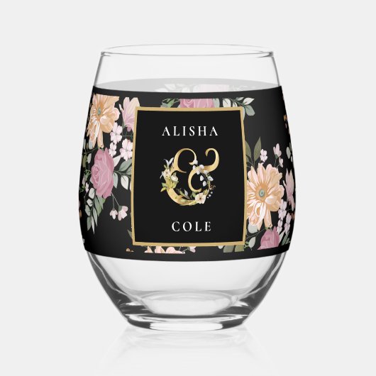 Sommerliche Blume auf der Schwarzen Hochzeit Weinglas Ohne Stiel (Vorderseite)