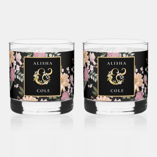 Sommerliche Blume auf der Schwarzen Hochzeit Whiskyglas (Vorderseite)