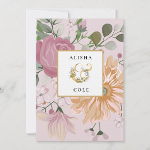 Sommerliche Blume auf Rosa Einladung zur Hochzeit