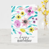 Sommerliche Blume Blätter Wasserfarben zum Geburts Karte (Gelbe Blume)