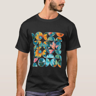 Sommerliche Blume Blumenbotanische Geometrie Halbt T-Shirt