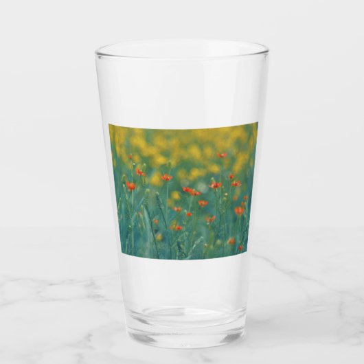 Sommerliche Blume (Blumenfeld) (Rote Blume) Glas (Vorderseite)