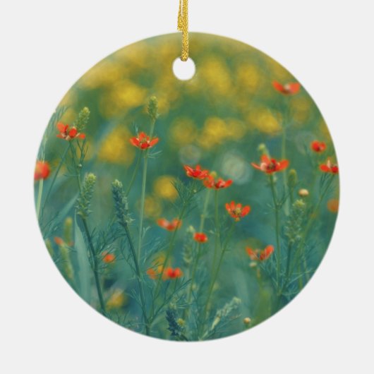 Sommerliche Blume (Blumenfeld) (Rote Blume) Keramik Ornament (Hinten)