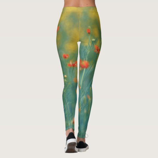Sommerliche Blume (Blumenfeld) (Rote Blume) Leggings (Rückseite)