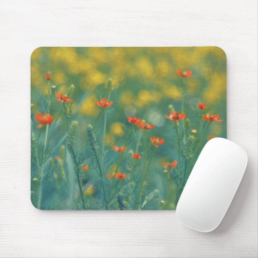 Sommerliche Blume (Blumenfeld) (Rote Blume) Mousepad (Mit Mouse)
