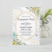 Sommerliche Blume Goldene Rahmen Verlobung Einladung (Stehend Vorderseite)