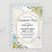 Sommerliche Blume Goldene Rahmen Verlobung Einladung (Vorne/Hinten)