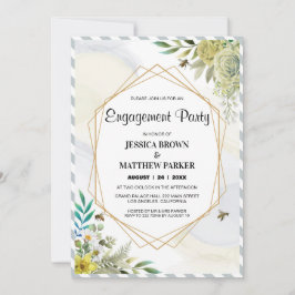 Sommerliche Blume Goldene Rahmen Verlobung Einladung