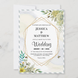 Sommerliche Blume Goldene Rahmenhochzeit Einladung