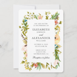 Sommerliche Blume Hochzeitseinladung. Blumengarten Einladung