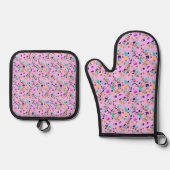 Sommerliche Blume Ofenhandschuh & Topflappen-Set (Vorderseite)