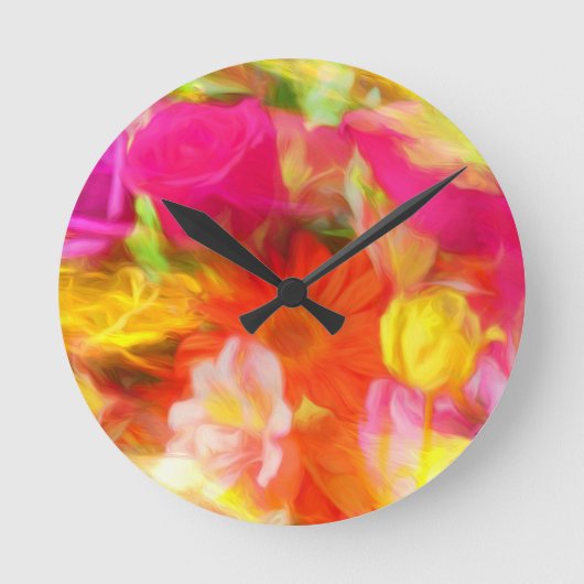Sommerliche Blume Runde Wanduhr (Vorderseite)
