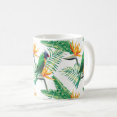 Sommerliche Blume und farbenfroher Papagei Kaffeetasse (VorderseiteRechts)