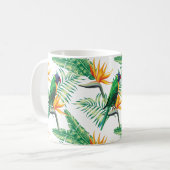 Sommerliche Blume und farbenfroher Papagei Kaffeetasse (Vorderseite Links)