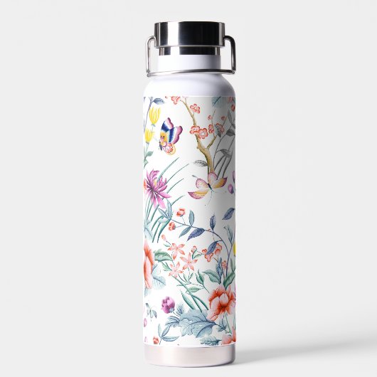 Sommerliche Blume und Schmetterling Trinkflasche (Rückseite)