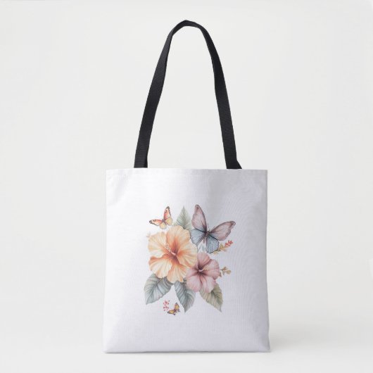 Sommerliche Blume und Schmetterlinge Tasche (Vorderseite)