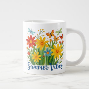 Sommerliche Blumen mit Schmetterlingen Jumbo-Tasse