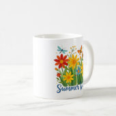 Sommerliche Blumen mit Schmetterlingen Kaffeetasse (VorderseiteRechts)