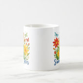 Sommerliche Blumen mit Schmetterlingen Kaffeetasse (Mittel)