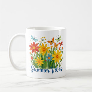 Sommerliche Blumen mit Schmetterlingen Kaffeetasse