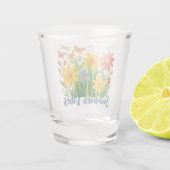 Sommerliche Blumen mit Schmetterlingen Schnapsglas (Rückseite)