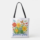 Sommerliche Blumen mit Schmetterlingen Tasche (Rückseite)