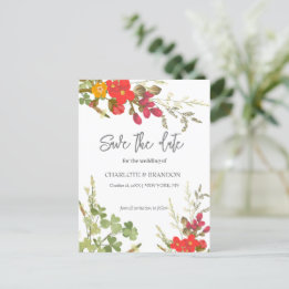 Sommerliche Blumengarten-Wildblumen-Hochzeit Ankündigungspostkarte
