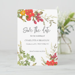 Sommerliche Blumengarten-Wildblumen-Hochzeit Save The Date