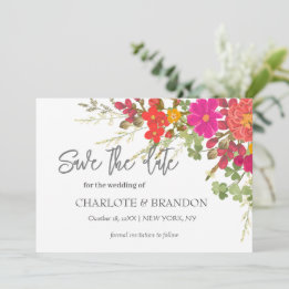 Sommerliche Blumengarten-Wildblumen-Hochzeit Save The Date