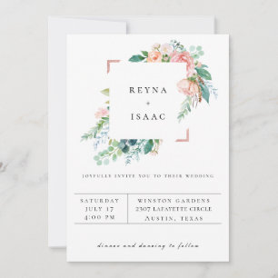 Sommerliche Blumenrahmen-Hochzeitseinladung Ankündigung