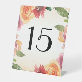 Sommerliche Blumige Hochzeit Tischnummer Sockelschild