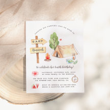 Sommerliche Camping im Wasserfarbenfrohen Girls Ge