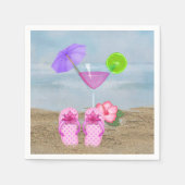 sommerliche Cocktails im Sand Serviette (Vorderseite)