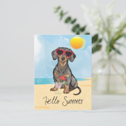 Sommerliche Dackel Postkarte (Stehend Vorderseite)