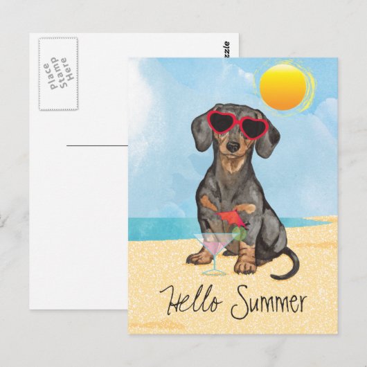 Sommerliche Dackel Postkarte (Vorne/Hinten)