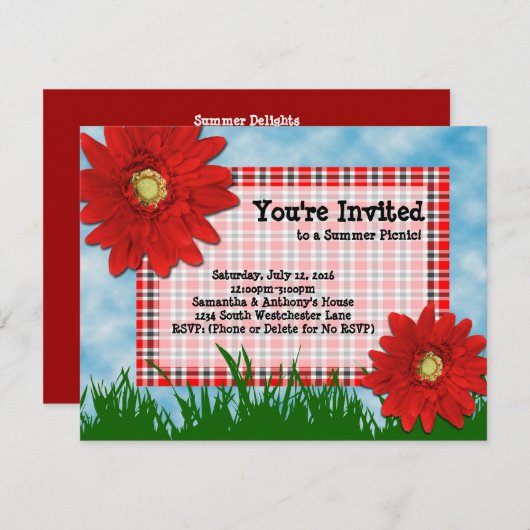 Sommerliche Einladung zum Picnic Cookout, helle, r (Vorne/Hinten)