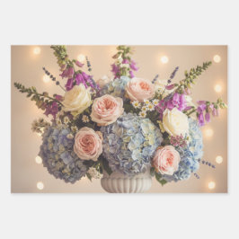 Sommerliche farbenfrohe Blumenbouquet Geschenkpapier Set
