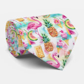 Sommerliche Flamingo Krawatte (Gerollt)