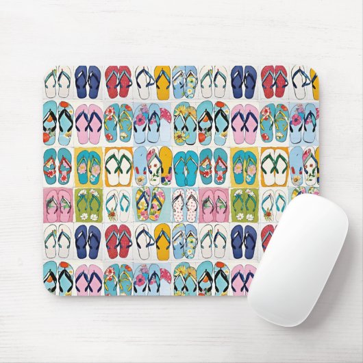 Sommerliche Flip-Flops Blumen bunt Mousepad (Mit Mouse)