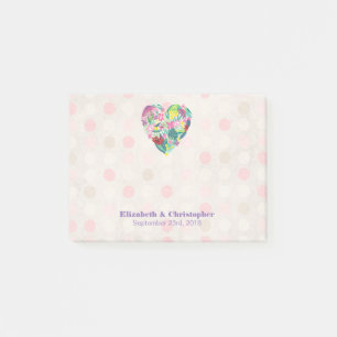 Sommerliche Florale Herz-Hochzeit in Rosa und Grün Post-it Klebezettel