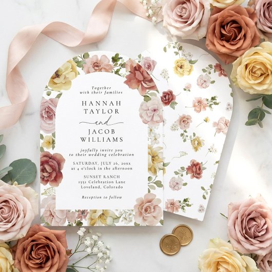 Sommerliche Florale Hochzeit Einladung
