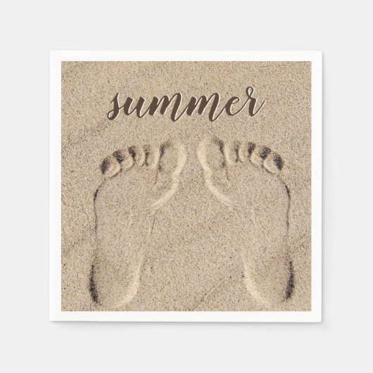 Sommerliche Fußabdrücke in Sand Serviette (Vorderseite)