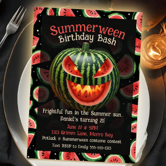 Sommerliche Geburtstagsparty Spooky Sommer Wasserm Einladung