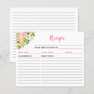 Sommerliche gelbe rosa Blumen Rezeptkarte