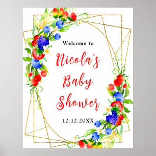 Sommerliche gemischte Beeren-Baby-Shower-Willkomme Poster