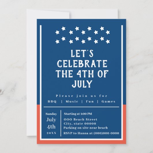 Sommerliche GRILLEN Party 4. Juli Einladung (Vorderseite)