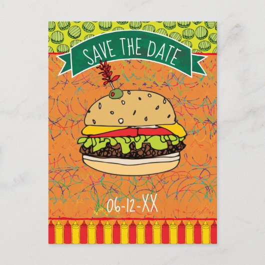 Sommerliche GRILLEN Save the Date Einladung (Vorderseite)