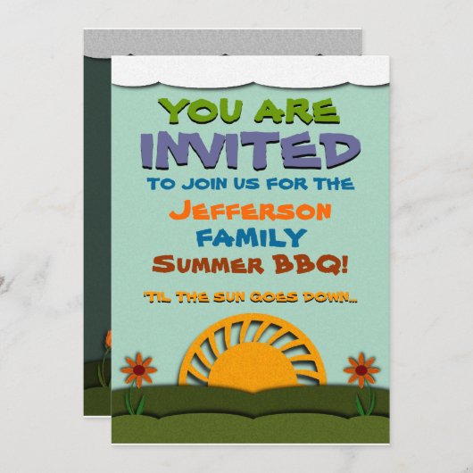 Sommerliche GRILLEN/Wiedersehen-Einladungen für Ta Einladung (Vorne/Hinten)
