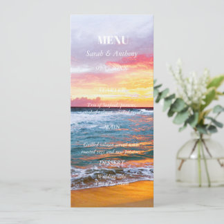 Sommerliche Hochzeitsnacht am tropischen Strand Menükarte
