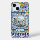 sommerliche italienische floralblaue Kacheln Zitru Case-Mate iPhone Hülle (Rückseite)
